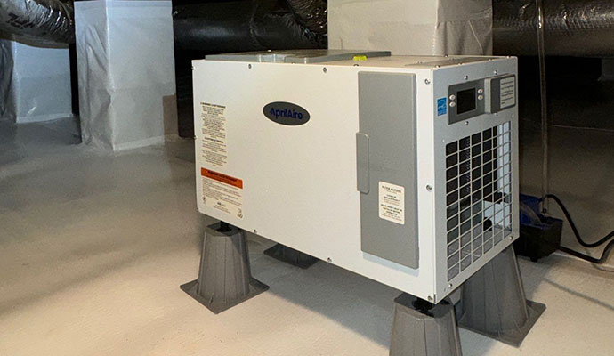 Dehumidifier installed in crawl space Dehumidifier installed in crawl space